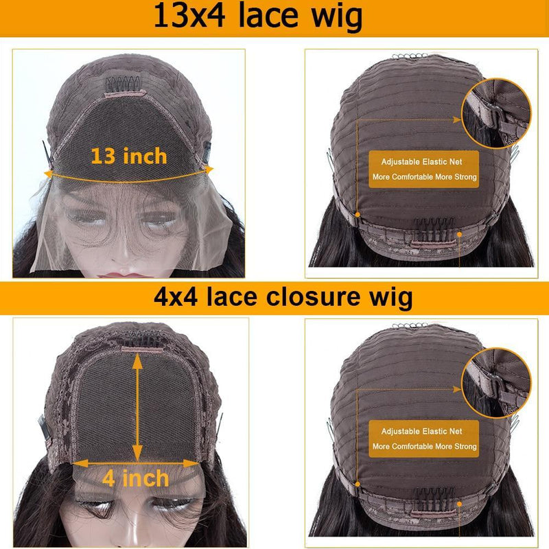 13x1x4 Deep Wave 13x1x6 T part Lace Transparent Human Hair Wigs 180% D